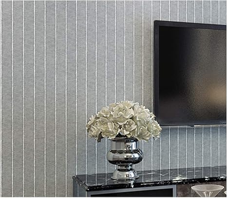 Amazon リビングルーム3d壁紙ソファの背景3d Wallcoverings ライトグレー 53cmx10mのダークブルー ストライプ壁紙ロール Diy 工具 ガーデン