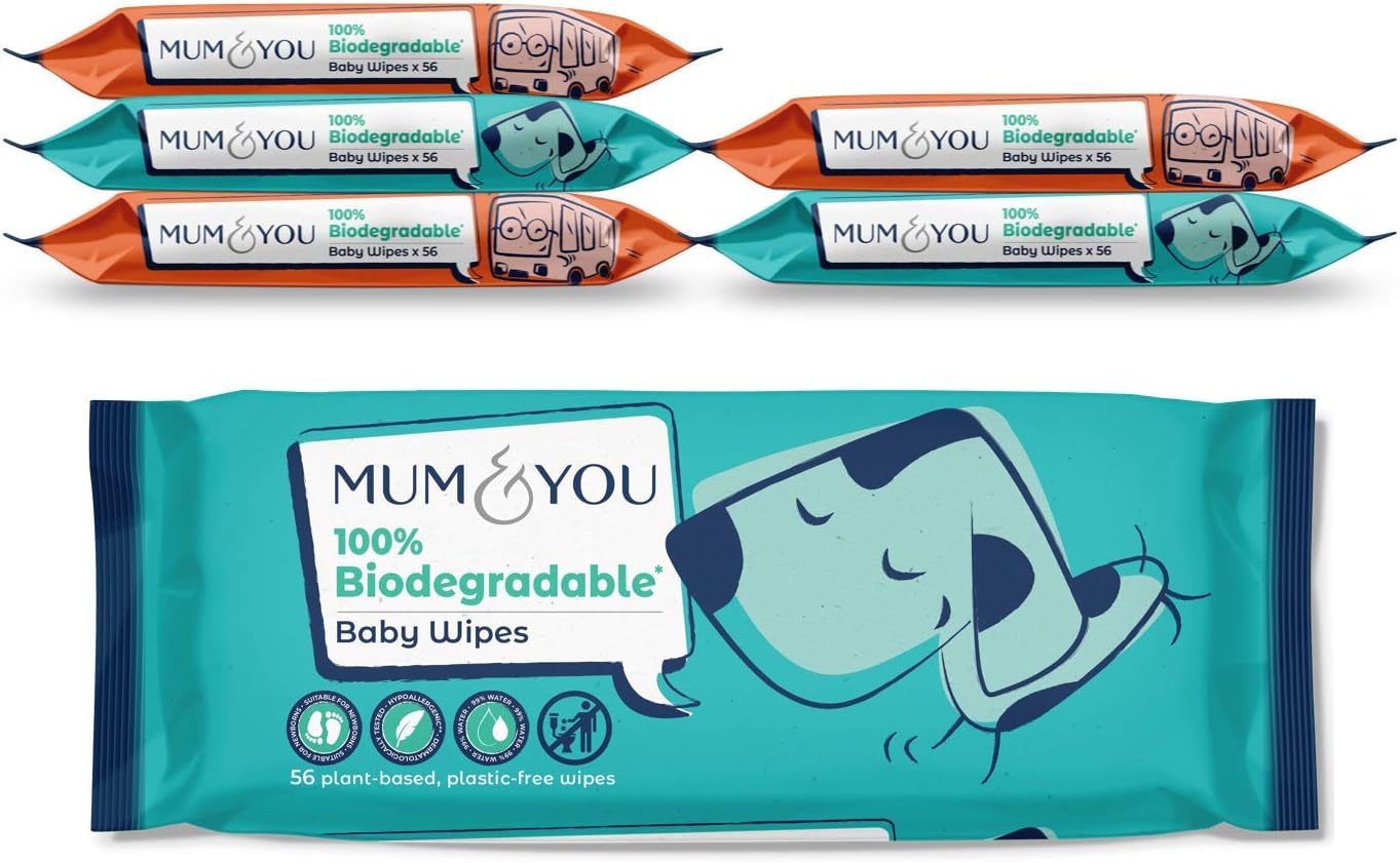 Mum & You Baby Wipes - Biodegradable Wet Wipes, 56 count (Pack of 6)