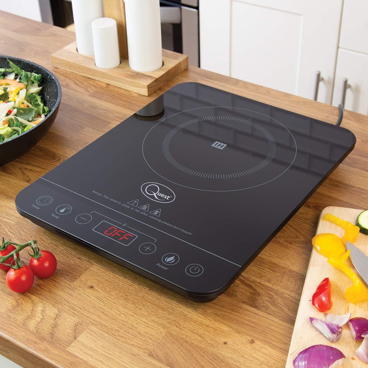 Quest 35839 Single Digital Induction Ceramic Portable Hob Hot Plate with 10 Temperature Settings and Touch Control, 2000W - Image 4