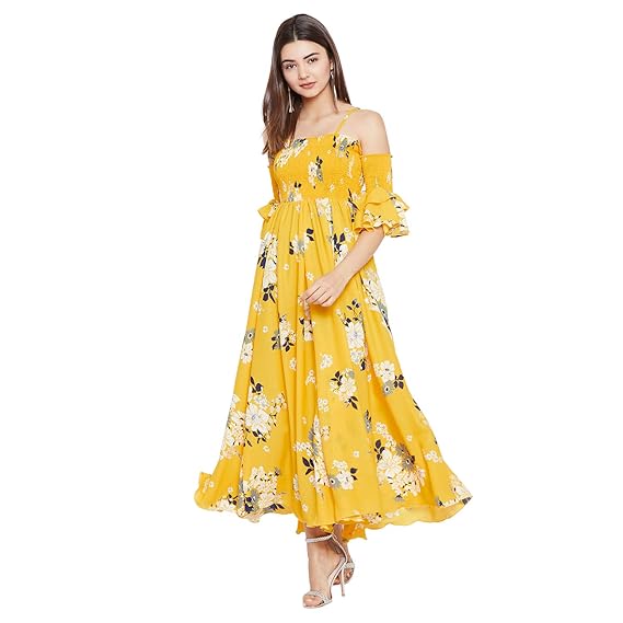 Smocked Off-Shoulder Maxi Dress 