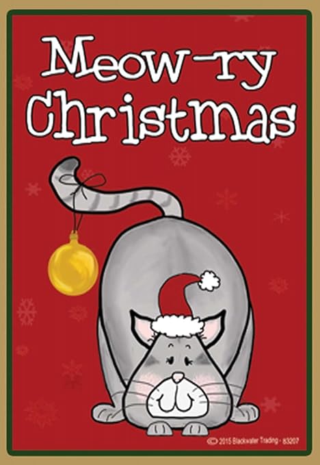 Gris gato feliz Navidad, meow-ry Navidad rojo nevera Imán para ...
