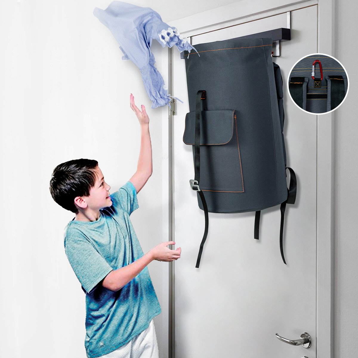 ZERO JET LAG Large Laundry Bag Laundry Hamper Travel Laundry Bag Hanging Waterproof Mesh Cover Durable Storage Bag Collage Dorm Sports (Dark Grey)