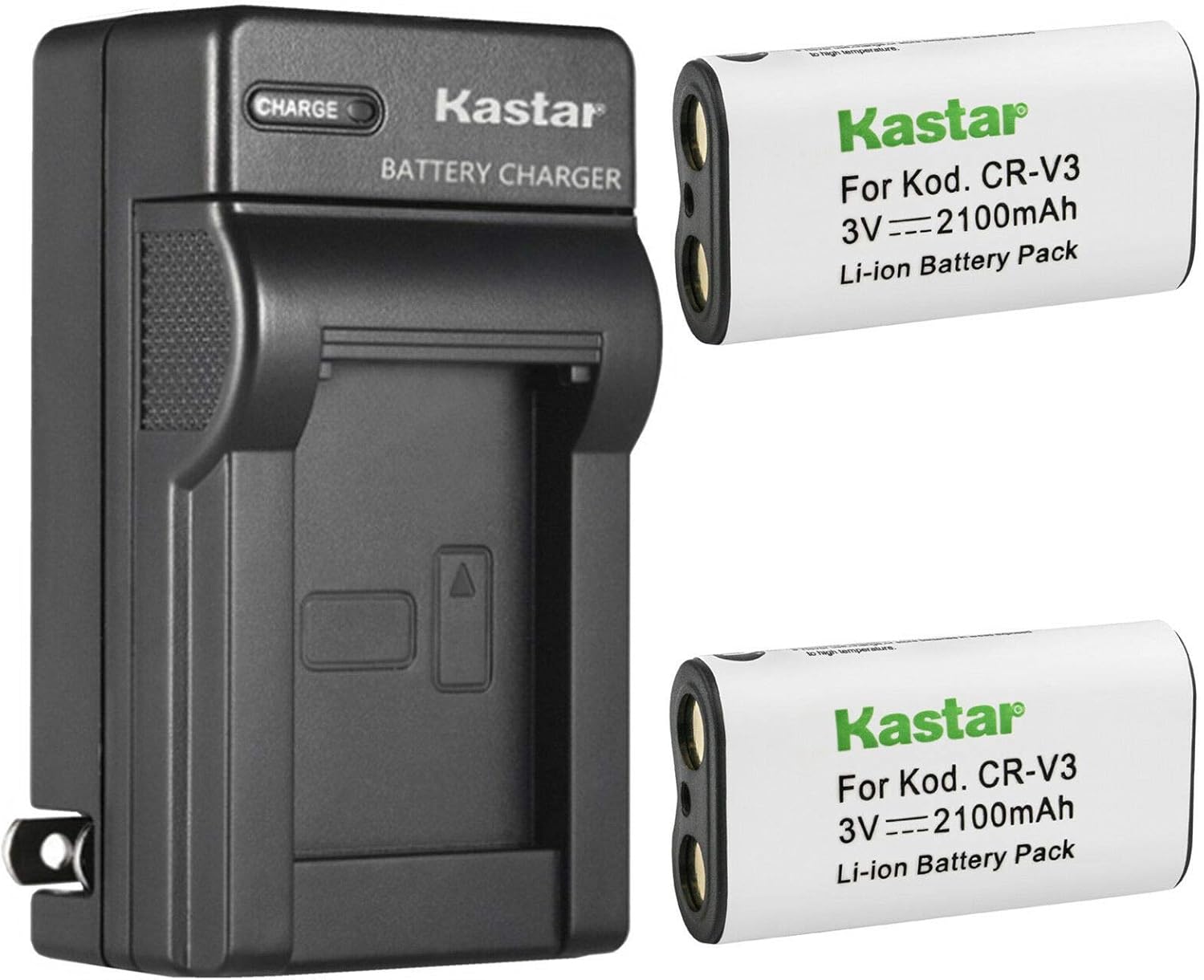Kastar 2Pack CRV3 Battery and AC Wall Charger