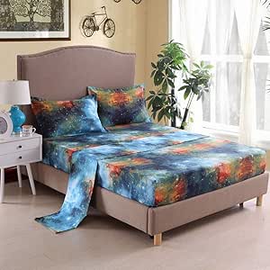 KingKara Star Galaxy Bed Sheet Set -Kids Boys Girls Night ...