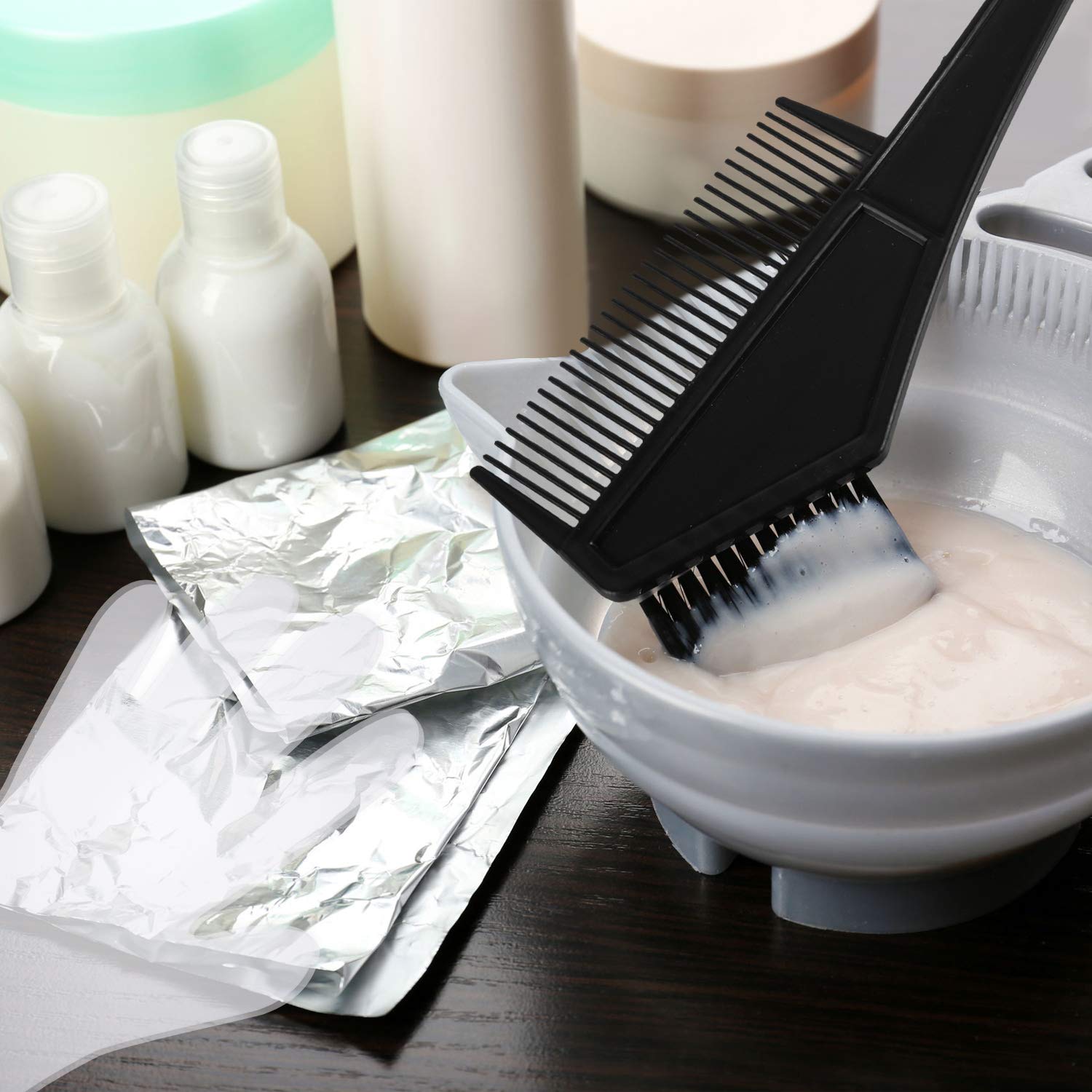4 Pieces Hair Dye Coloring Kit, Hair Coloring Brush Hairdressing Tint Brush Comb and Highlighting Board for Home and Salon Use : Beauty