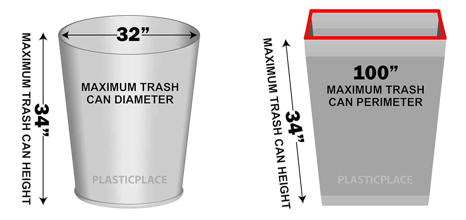 Plasticplace 6465 Gallon Trash Can Liners for Toter │ 1.2 Mil │ Black