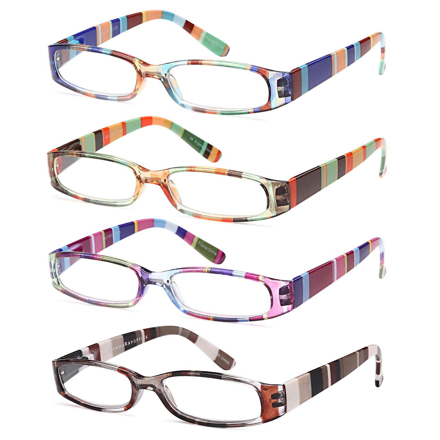 Gamma Ray Women's Reading Glasses - 4 Pairs Ladies Fashion Readers for Women