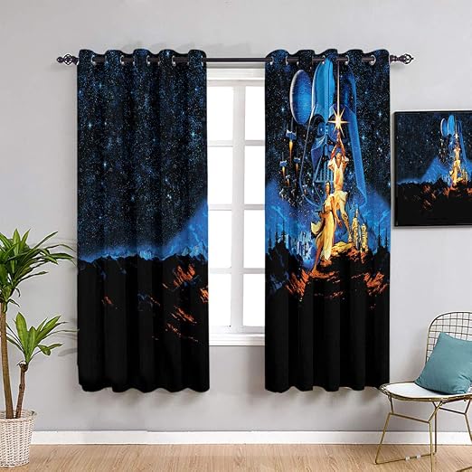 Amazon Com Decorative Curtains The Rise Of Skywalker Star Wars For Bedroom Window Curtain Fabric W55 X L39 Home Kitchen