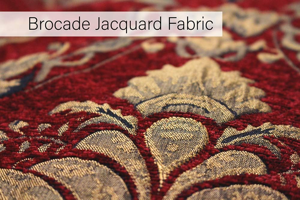 Shiraz Pencil Pleat Curtains (Pair), Burgundy Red and Gold, 100% Polyester, 168 x 229cm, W 66.1" x L 90.2" (1 Panels) - Image 4
