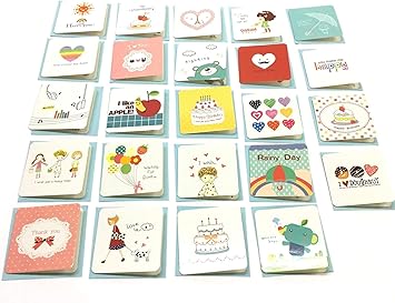 Amazon Angelicate ミニ メッセージカード 多目的 誕生日 カード グリーティングカード 手紙 封筒 付 ハッピー24種 72枚セット グリーティングカード 文房具 オフィス用品