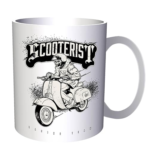Scooterist Racing Team Skull 330 ml taza u647: Amazon.es: Hogar