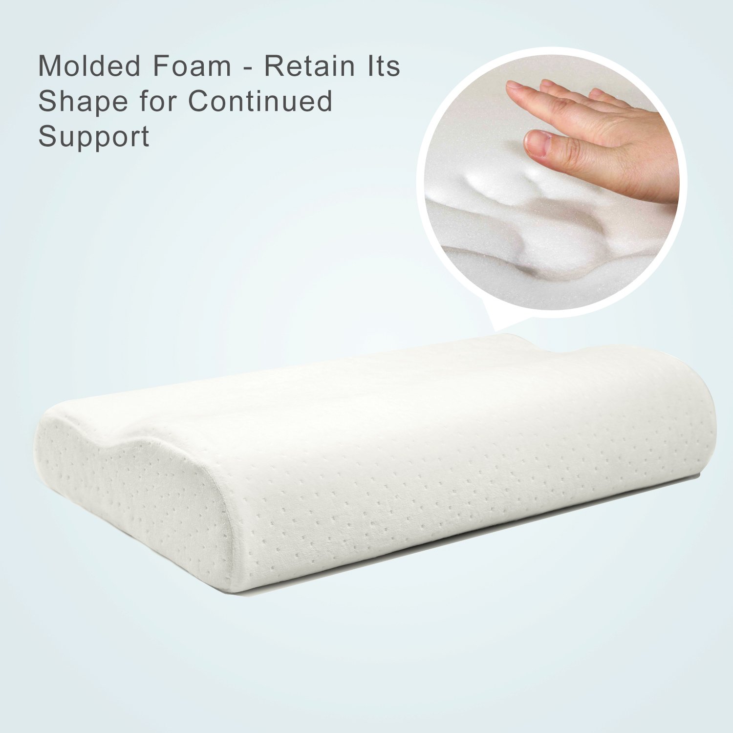 ZQ Memory Foam Therapeutic Design Cervical Bed Pillow Contour Pillow for Back and Side Sleepers (Standard)(White Memory Foam Bed Pillow)