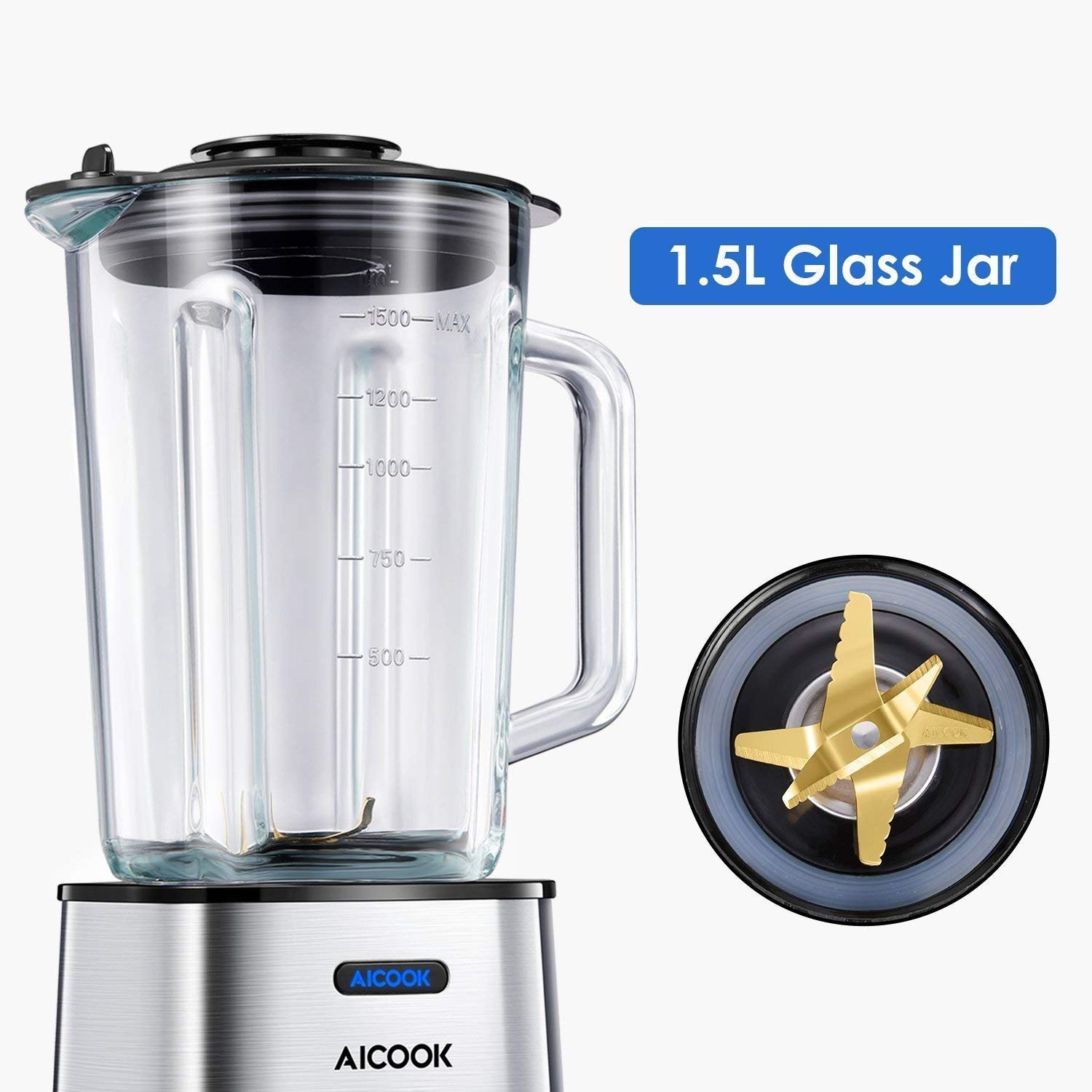Blender, Aicook Smoothie Blender, Multifunctional Blender with 51.5oz