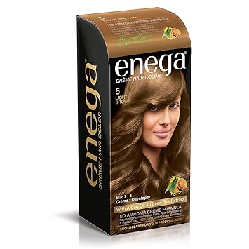Enega Creme Hair Color 5 LIGHT BROWN (60gm + 60ml + 12ml Enega Color Protection Conditioner)