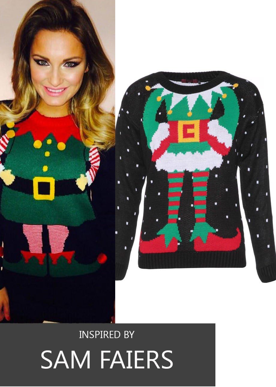 Candy Girl Clothing Christmas Elf Jumper Sam Celeb Knittwear (SM, Black)