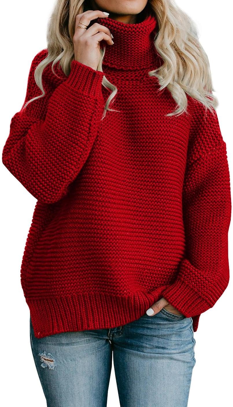 red oversized sweater
