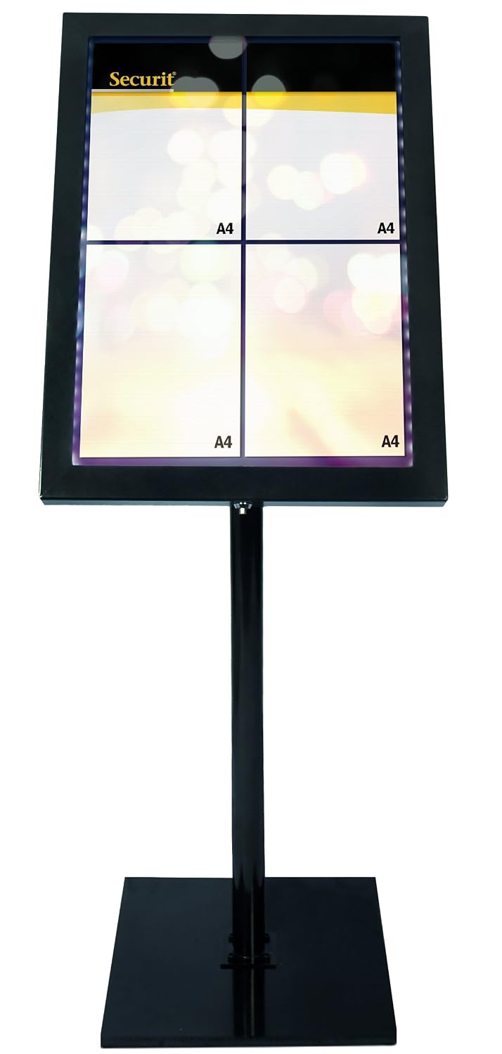 Securit MCS-4A4-BL-SET Black Star LED Information Display with White LEDs, 5M Cable, Mounting Bolts, Metal Panel and Magnets