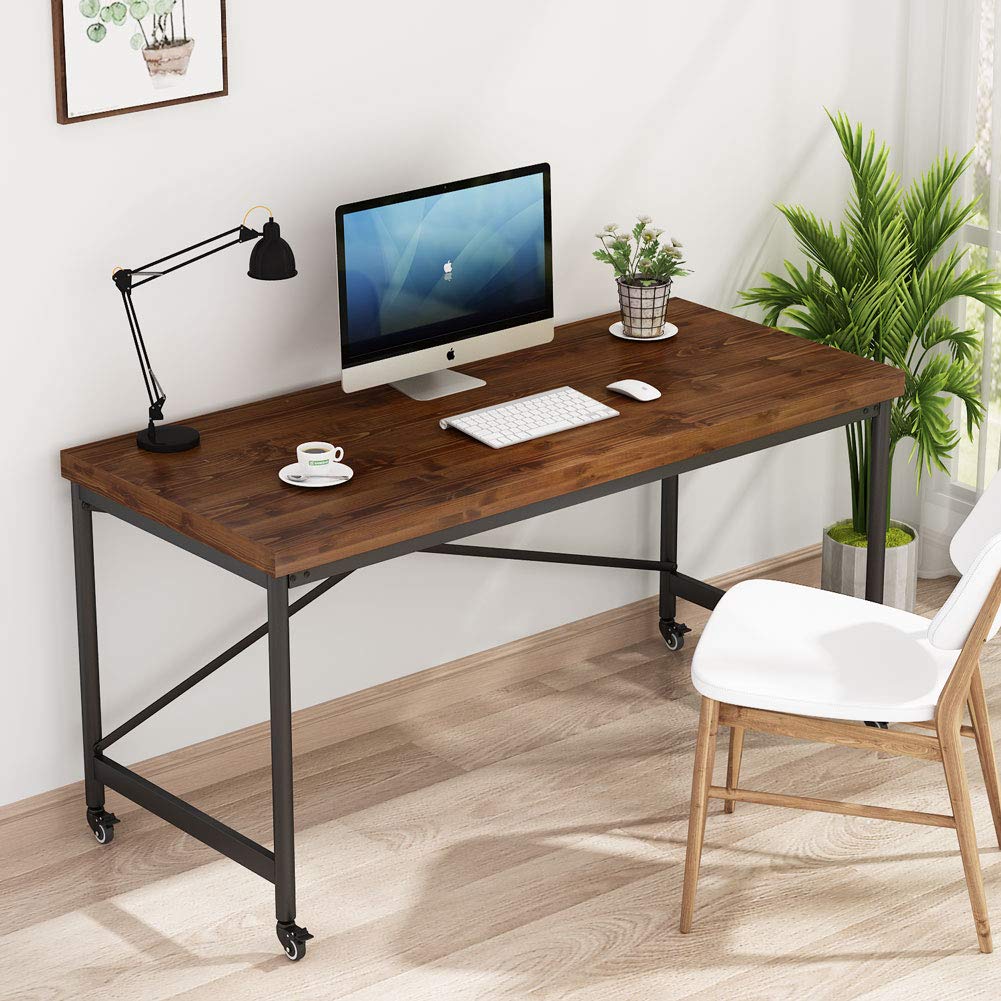 Buy Tribesigns 55 Inch Solid Wood Computer Desk, Rustic Office Desk