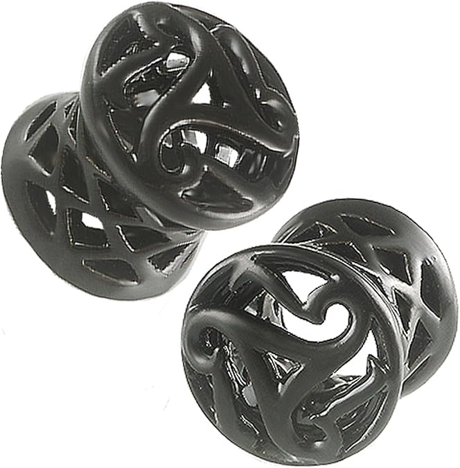 bodyjewellery Small Ear gauges Size 00 Pretty 10mm Black