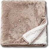 CREW FLX Waterproof Blanket for Bed Intimacy (80"x 60" Queen Size) Reversible Fleece | Sherpa, Love Blanket, Water Proof TPU Stain Proof Couch Furniture Mattress Winter Large Dog Bed Cover - Beige