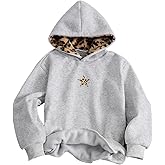 SOLY HUX Girl's Graphic Hoodies Star Leopard Print Long Sleeve Hooded Sweatshirts Fall Pullover Tops