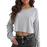 SOLY HUX Girl's Off The Shoulder Sweatshirt Tops Long Sleeve T Shirts Cute Crop Pullover Tops