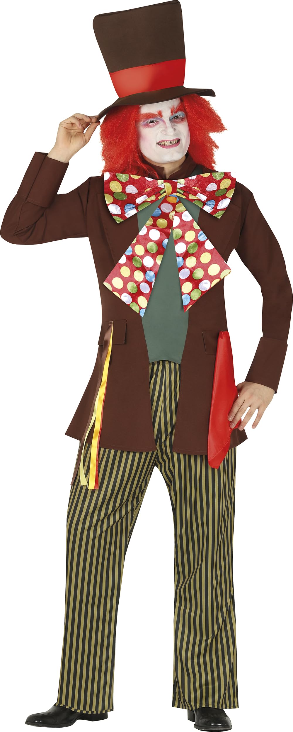 FIESTAS GUIRCA | Mad Hatter Fancy Dress Adult (38-40/M) - Jacket, Bow Tie, Trousers and Hat - Storybook, World Book Day, Halloween and Carnival Costumes - Ideal for Men - Brown and Multicolour