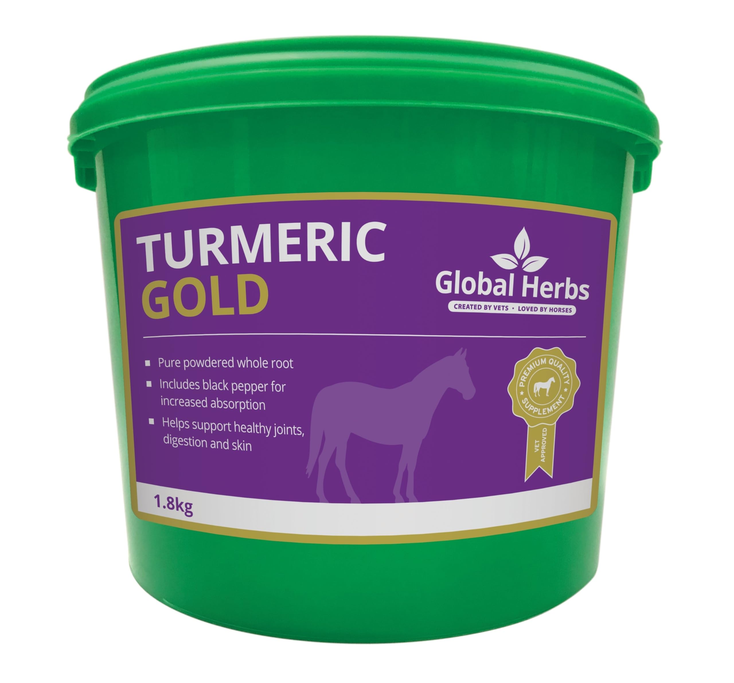 Global Herbs Turmeric Gold Equine Joint, Skin & Antioxidant Support Powder 1.8kg — image 1