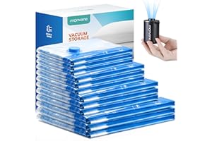 MONVANE Vacuum Luggage Storage Bags with Cordless Electric Portable Pump, Double Zipper Sealed Space Saver Bag, Compression for Clothes, Bedding and Travel Essentials（12 Pack Comb）