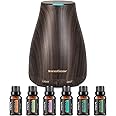 InnoGear Essential Oil Diffuser with Oils, 100ml Aromatherapy Diffuser with 6 Essential Oils Set, Aroma Cool Mist Humidifier Gift Set, Dark Wood Grain