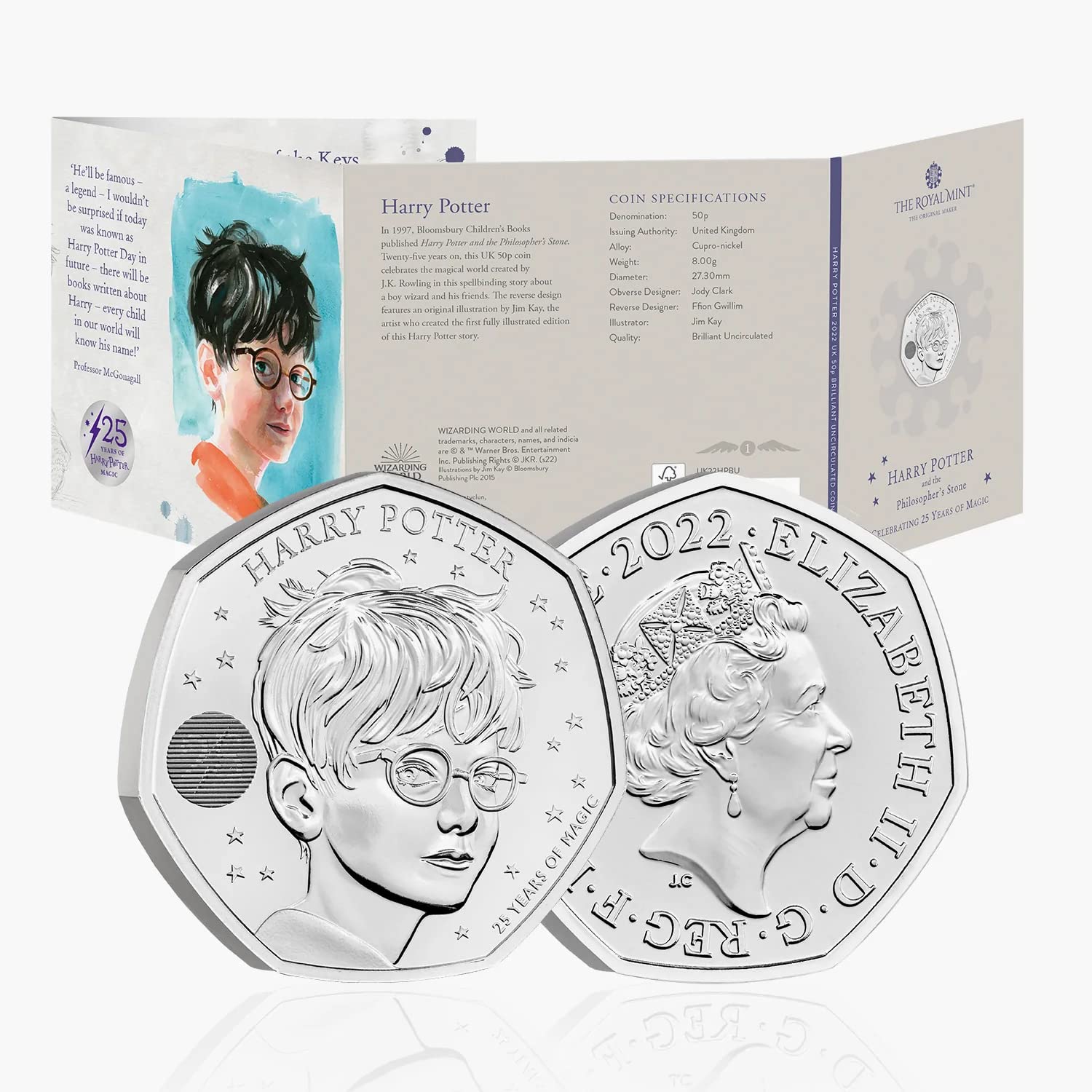 CrawleyCoins 2022 Harry Potter UK 50p Brilliant Uncirculated Coin in Mint Pack