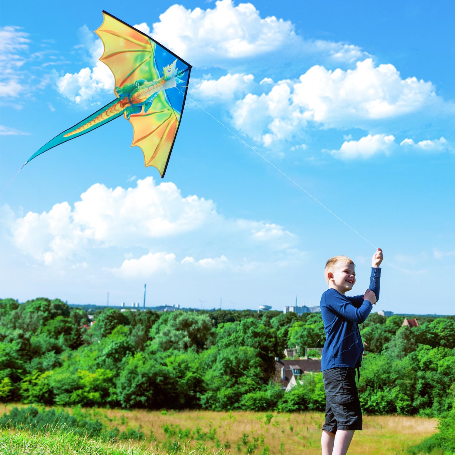 Xida Kites for Kids Ages 4-8, Large Kite for Adults, Easy to Fly Beach Kites with Handle and String,Perfect for Beginners,Beach,and Outdoor Flying Fun