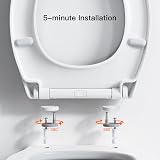 Pipishell Soft Close Toilet Seat with Quick Release White O Shape Hinges view 5