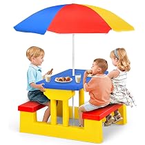 HONEY JOY - Mesa de picnic para niños, mesa y banco de plástico ...