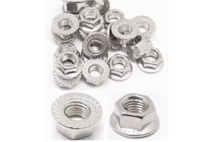 YuGtcen M10 x 1.25mm 30PCS Flange Nut Thread Hardware Nuts,304 Stainless Steel Serrated Flange Metric Hex Flange Nuts Bright Finish