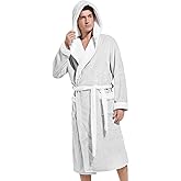 Inner Wish Mens Hooded Robe, Plush Long Bath robes Cozy Warm Bathrobe Fuzzy male Spa Robe With Pockets
