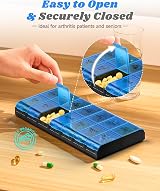 COLORWING Extra Large Pill Organizer 2 Daily AM PM 14 Comp 7 Days Blue view 3