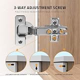 FURNIWARE 2 Pcs 35mm 110 Degree Self Close Full Overlay Cabinet Hinge Nickel view 2