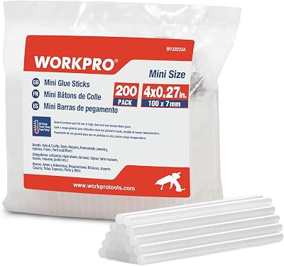 WORKPRO Glue Sticks 7 mm x 100 mm 200 Pack for Glue Guns