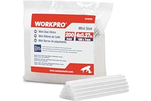 WORKPRO Lot de 200 mini bâtons de colle chaude de 0,7 x 10,2 cm pour mini pistolets à colle, bâtons de colle multi-usages en 
