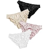 Verdusa Women's 4pack Frill Trim Satin Underwear Briefs Panty Set