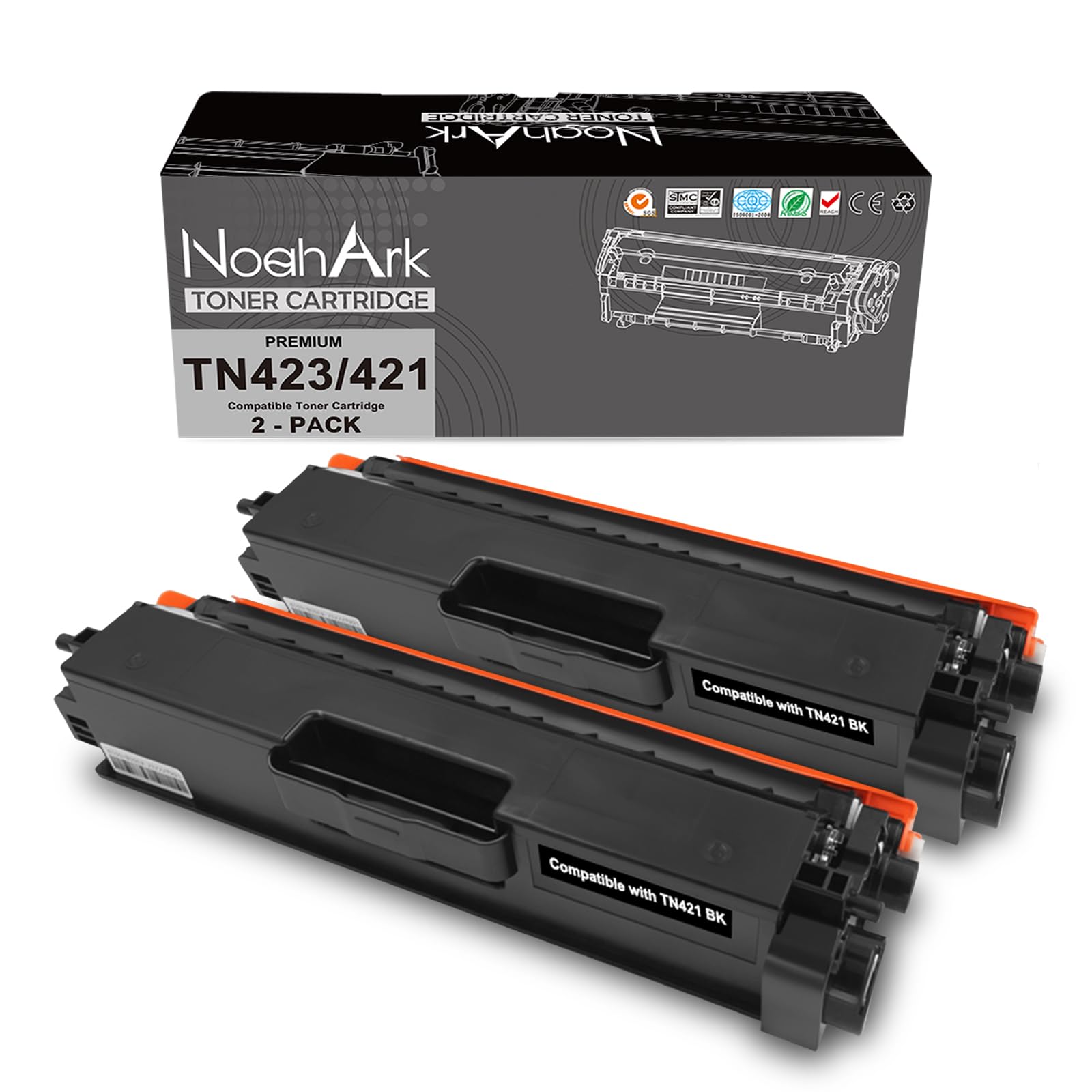 NoahArk Compatible TN423 TN-423 TN421 TN-421 Toner Cartridge Replacement for Brother HL-L8260CDW HL-L8360CDW HL-L9310CDW MFC-L8610CDW MFC-L8900CDW MFC-L9570CDW MFC-L8690CDW DCP-L8410CDW, 2 Black