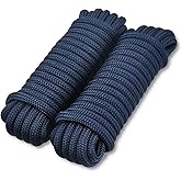 TetherTite 5/8" X20' Boat Dock Lines,Double Braided Nylon Boat Dock Lines with Loop, Mooring Line Marine Rope (2 Pack,Navy Blue)