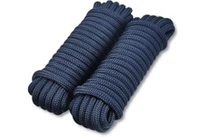 TETHER TITE TetherTite 5/8" x30' Boat Dock Lines,Double Braided Nylon Boat Dock Lines with Loop, Mooring Line Marine Rope (2Pack,Navy Blue)