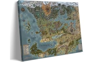 Forgotten Realms Faerun Map Poster, Canvas Wall Art Prints for Wall Decor, Room Decor Bedroom Decor 24x36inch(60x90cm) Frame-