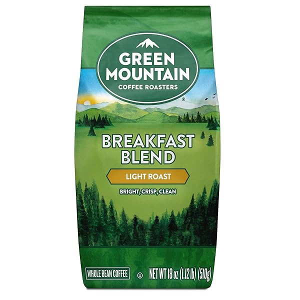 GREEN MOUNTAIN COFFEE ROASTERS BREAKFAST BLEND, WHOLE BEAN COFFEE, BAGGED 18 OZ