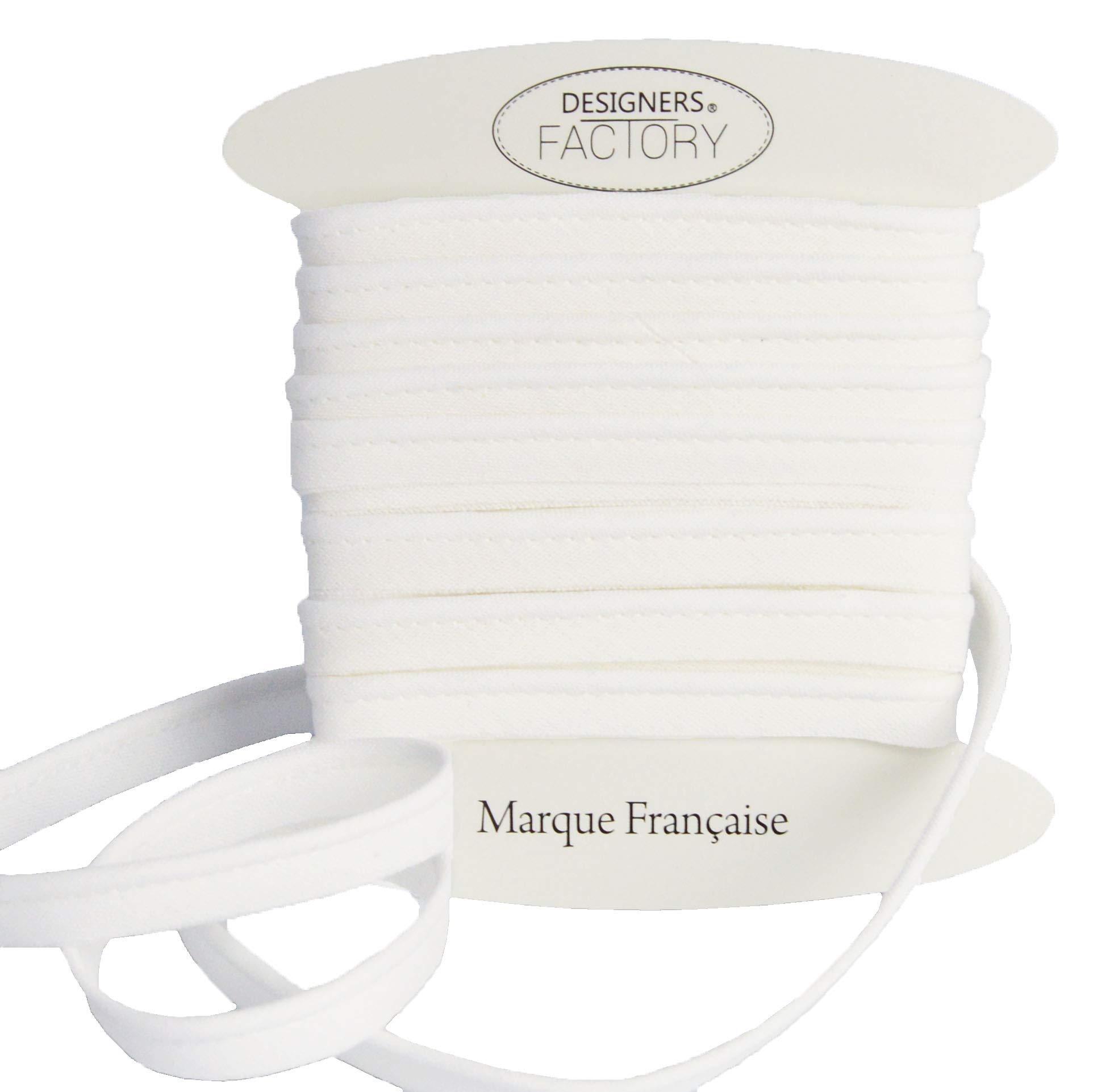Cotton flanged Insert Piping Cord - Available in Several Colours - Flanged Piping Cord for Cushions (White, By 5 Meters)