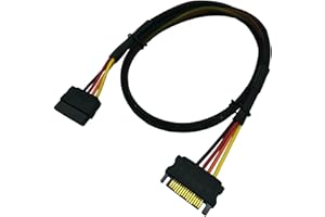 COMeap 15 Pin SATA Power Extension Cable Male to Female Braided Sleeved Adapter 24-inch(60CM)
