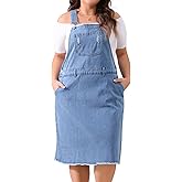 Agnes Orinda Women's Plus Size Denim Overall Dress Racerback Adjustable Strap Pinafore Bib Jean Dress with Pockets
