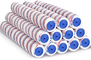 Leumoi 12 Pcs 18 Inch 3/8" Nap Paint Roller Covers Bulk Microfiber Refill Roller Cover with End Caps Painter Lint Free Paint Kit Home Repair Tools for Most Types of Surfaces